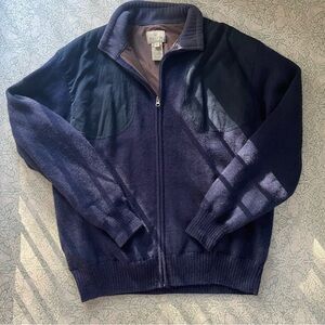 Beretta Men’s Navy Blue Wool Zip Up Cardigan Sweater